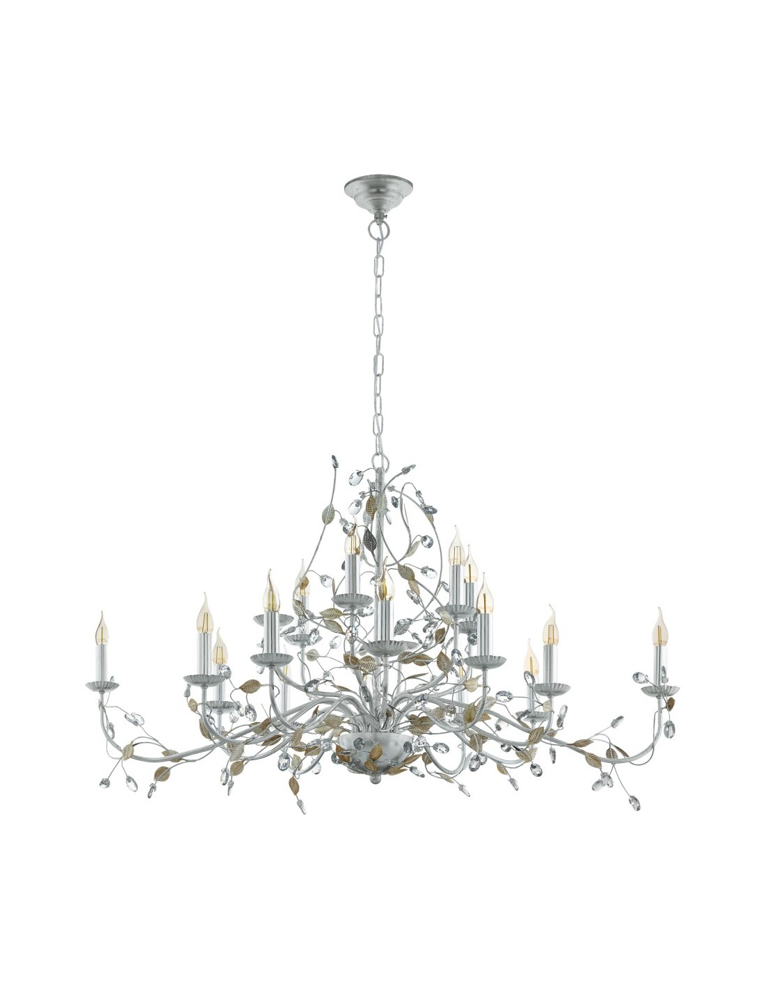 Candelabru interior, EGLO, Flitwick, E14 15x40W, Otel argintiu